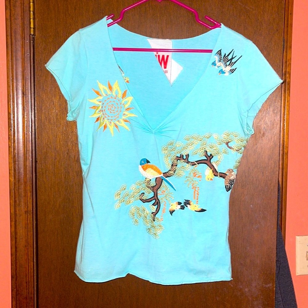 Johnny Was  JWLA turquoise T-shirt